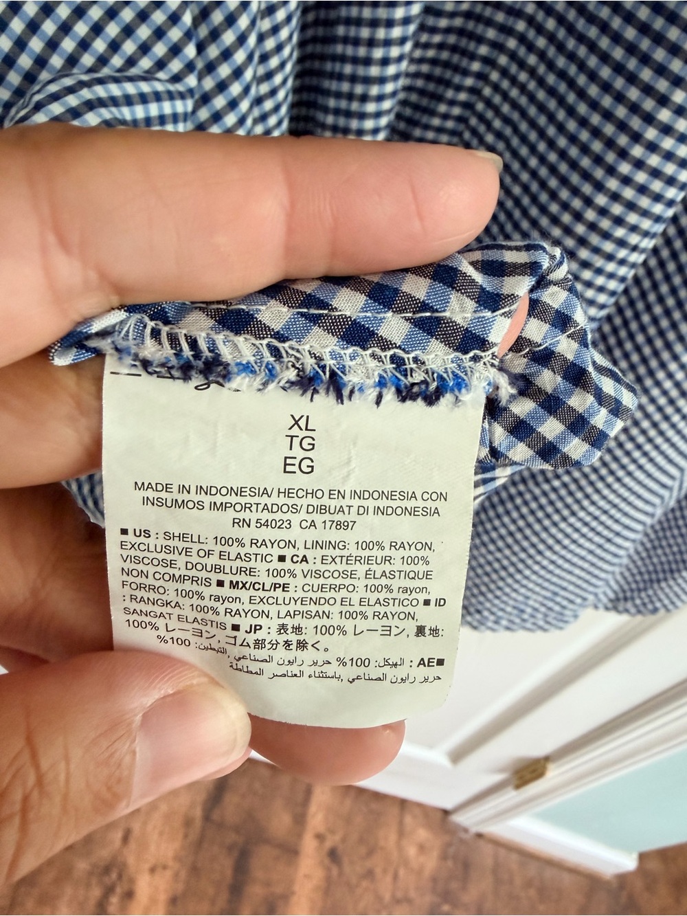 Old Navy Blue White Gingham Sundress XL Adjustable Straps Smocked Back Dress - Picture 8 of 10